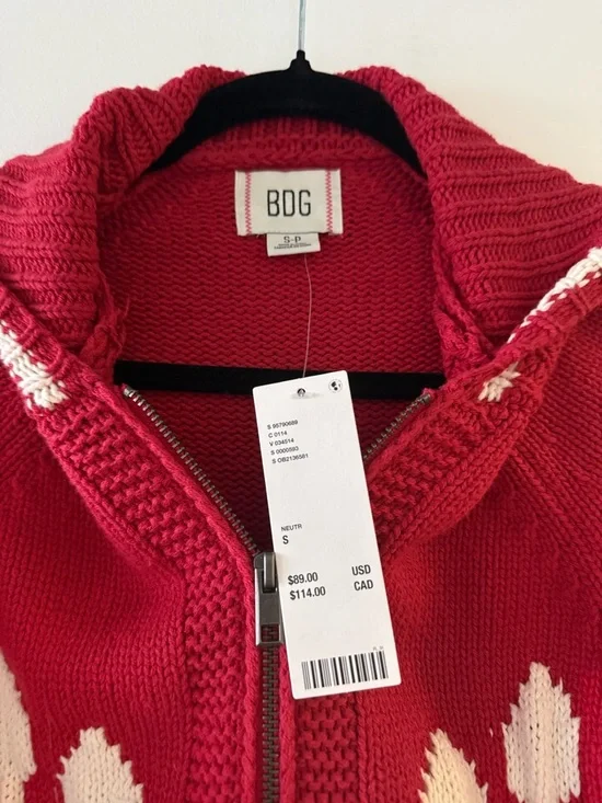 NWT NEVER WORN URBAN OUTFITTERS SCOTTIE ZIP CARDIGAN BOWLING PINS - Picture 3 of 3